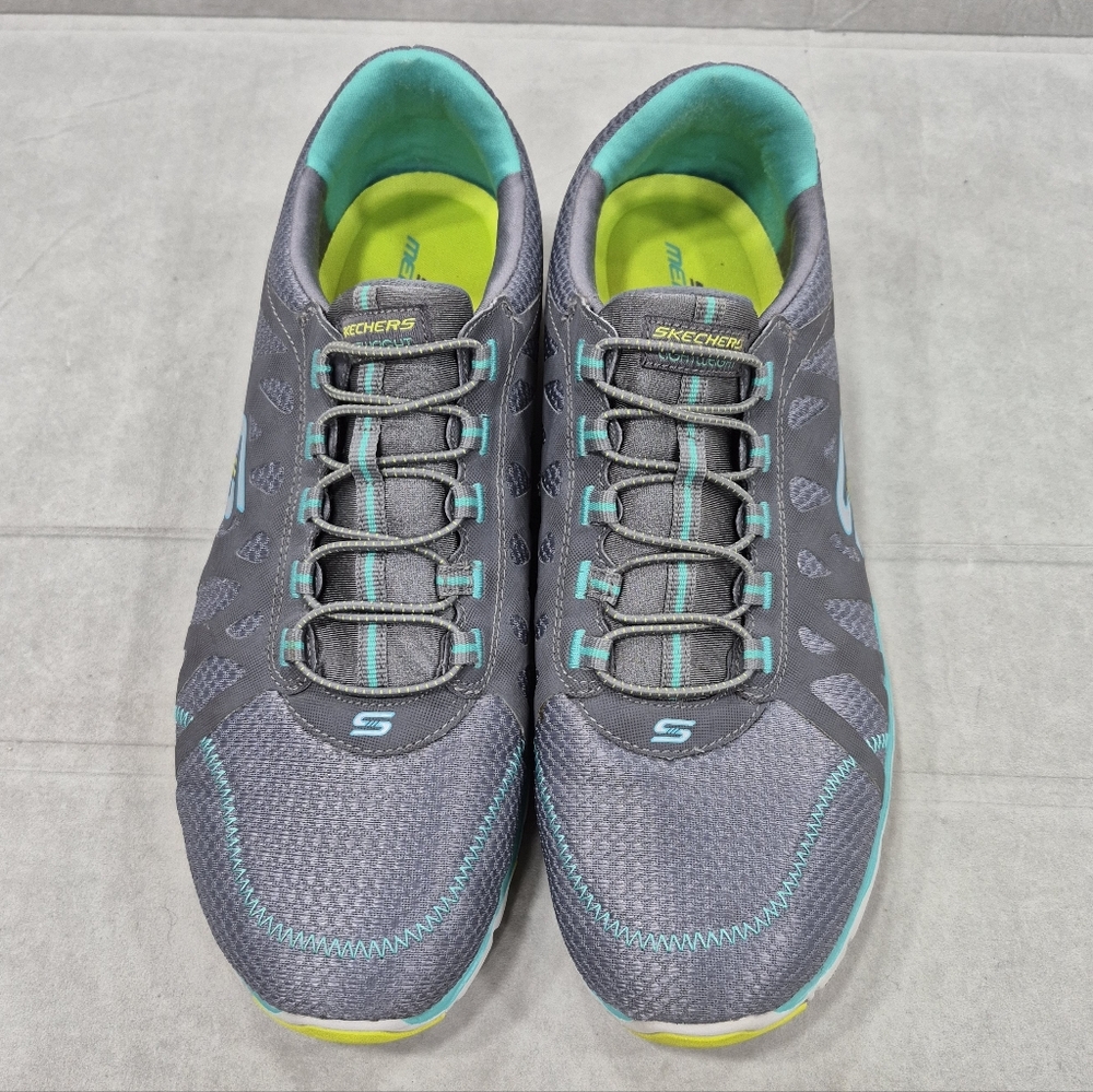 Skechers Hyped Lightweight Sneakers women's 11 gray tiel slip on bungee laces - Picture 3 of 11